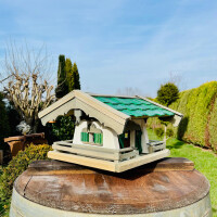 DARLUX Rechteckiges Vogel Futter Haus L Futterstelle aus Holz Vogelhaus Grün