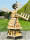 DARLUX Sechseck Garten-Windmühle XL kugelgelagert Holz Natur/Geflammt H-91 cm