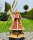 DARLUX Sechseck Garten-Windmühle XL kugelgelagert Holz Natur/Rotbraun H-91 cm