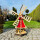 DARLUX Sechseck Garten-Windmühle XL kugelgelagert Holz Natur/ Rot H= 91 cm