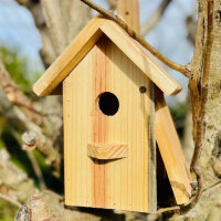 DARLUX Garten Spitzdach Nistkasten Brutstätte für kleine Singvögel Holz Naturbelassen Wetterfest