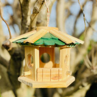 DARLUX Sechseck Holz Vogel Futter Haus S Ø 22 cm...