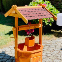 DARLUX Garten-Deko-Achteck-Brunnen aus Holz Braun/ Rot...