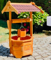 DARLUX Garten-Deko-Achteck-Brunnen aus Holz Braun/ Rot...