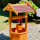 DARLUX Garten-Deko-Achteck-Brunnen aus Holz Braun/ Rot Wetterfest Höhe 84 cm