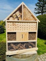 DARLUX Garten Holz Insektenhotel XL Wildbienen-Nisthilfe Insektenhaus Naturbelassen Artgerecht Freistehend