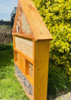 DARLUX Garten Holz Insektenhotel XL Wildbienen-Nisthilfe Insektenhaus Braun Artgerecht Freistehend