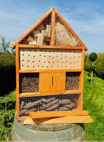 DARLUX Garten Holz Insektenhotel XL Wildbienen-Nisthilfe Insektenhaus Braun Artgerecht Freistehend