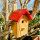 DARLUX Garten Spitzdach Nistkasten Brutstätte für kleine Singvögel Holz Natur/ Rot Wetterfest
