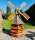 DARLUX Sechseck Doppelstock-Garten-Windmühle aus Holz Braun/Grün Höhe 140 cm