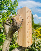 DARLUX Garten Wildbienen- Insektenhotel Nisthilfe Hartholz Stamm Naturbelassen 300 mm Hartholz Freistehend oder Hängend