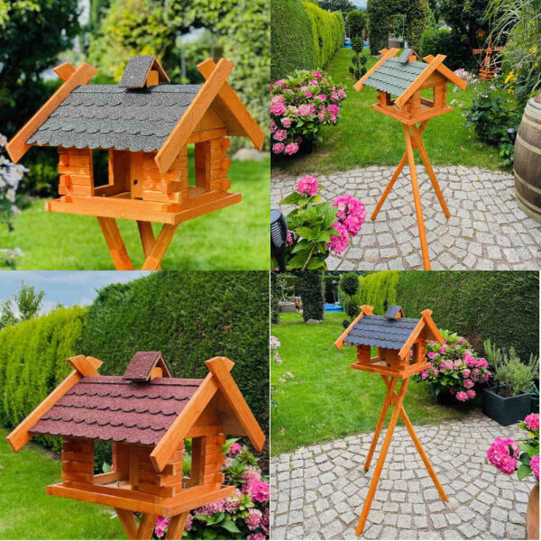 DARLUX Rechteckiges XL Holzvogelhaus Vogel Futterhaus Blau/ Grün/ Rot/ Schwarz