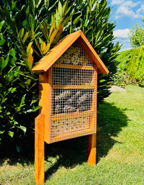 DARLUX Garten Holz Insektenhotel L Wildbienen-Nisthilfe Insektenhaus Braun Artgerecht Freistehend oder Hängend