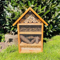 DARLUX Garten Holz Insektenhotel L Wildbienen-Nisthilfe Insektenhaus Braun Artgerecht Freistehend oder Hängend
