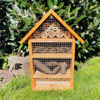 DARLUX Garten Holz Insektenhotel L Wildbienen-Nisthilfe Insektenhaus Braun Artgerecht Freistehend oder Hängend