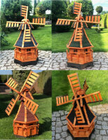 DARLUX Sechseck Holz Garten-Windmühle  Braun/ Blau,...