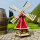 DARLUX Sechseck Holz Garten-Windmühle kugelgelagert XXL Natur/ Rot H=115 cm