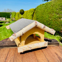 DARLUX Rechteckiges Vogel Futter Haus M Futterstelle aus Holz Vogelhaus Schwarz