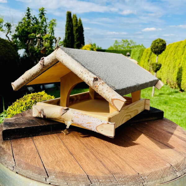 DARLUX Rechteckiges Vogel Futter Haus L Futterstelle aus Holz Vogelhaus Schwarz