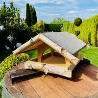 DARLUX Rechteckiges Vogel Futter Haus L Futterstelle aus Holz Vogelhaus Schwarz