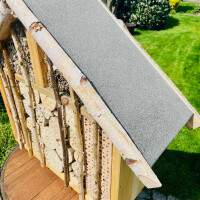 DARLUX Garten Holz Insektenhotel XXL Wildbienen-Nisthilfe Insektenhaus Naturbelassen Wetterfest Artgerecht nach NABU Produziert von Werkstätten für behinderte Menschen.