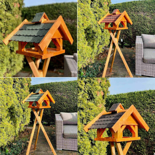 DARLUX Rechteckiges Vogel Futter Haus L Futter-Vogelhaus Braun/ Grün Rot Schwarz