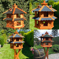 DARLUX Vogelvilla L Sechseck Doppelstock Vogelhaus Braun/...