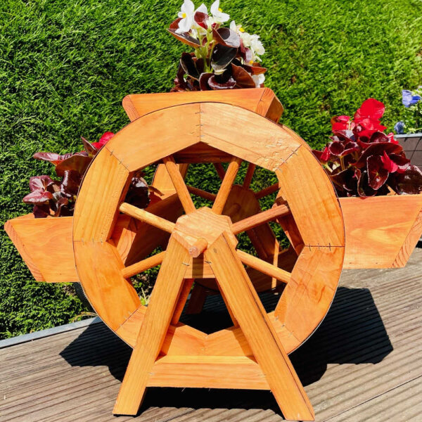 DARLUX Garten/ Balkon Holz Blumentreppe Blumenrad 3er Blumenbank Braun