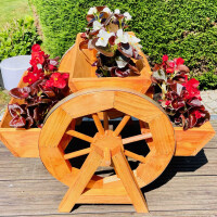 DARLUX Garten/ Balkon Holz Blumentreppe Blumenrad 3er Blumenbank Braun