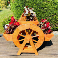 DARLUX Garten/ Balkon Holz Blumentreppe Blumenrad 3er Blumenbank Braun