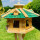DARLUX Vogel Futter Haus L Sechseck Vogelhaus Futterspender Holz Natur/ Grün
