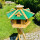 DARLUX Vogel Futter Haus L Sechseck Vogelhaus Futterspender+ Stände Natur/ Grün
