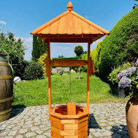 DARLUX Garten-Deko-Achteck-Brunnen Holzbrunnen Braun...