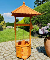 DARLUX Garten-Deko-Achteck-Brunnen Holzbrunnen Braun...
