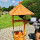 DARLUX Garten-Deko-Achteck-Brunnen Holzbrunnen Braun Wetterfest Höhe 130 cm