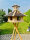 Vogel Futter Haus XXL Sechseck Futterstelle Vogelhaus+ Ständer Natur/Dunkelbraun