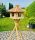 DARLUX Vogel Futter Haus XL Sechseck Vogelhaus Futtershaus+ Ständer Natur/ Natur Garten Vogelfutterhaus Wetterfest
