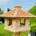 DARLUX Vogel Futter Haus XL Sechseck Vogelhaus Futtershaus+ Ständer Natur/ Natur Garten Vogelfutterhaus Wetterfest