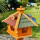 DARLUX Vogel Futter XL Futterstelle Holz Vogelhaus+ Ständer Braun/ Rot Grün Blau Garten Vogelfutterhaus Wetterfest