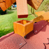 DARLUX Rechteckige Vogelvilla XL Doppelstock Vogelhaus aus Holz Braun/ Rot  Garten Vogelfutterhaus Wetterfest