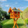 DARLUX Rechteckige Vogelvilla XL Doppelstock Vogelhaus + Ständer Holz Braun/ Grün Garten Vogelfutterhaus Wetterfest