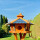 DARLUX Vogel Futter Haus L Sechseck Holz Vogelhaus Futterstelle Braun/ Blau
