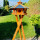 DARLUX Vogel Futter Haus L Sechseck Holz Vogelhaus + Ständer Braun/ Blau