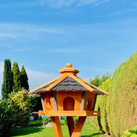 DARLUX Vogel Futter Haus L Sechseck Holz Vogelhaus Futterstelle Braun/ Schwarz