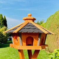 DARLUX Vogel Futter Haus L Sechseck Holz Vogelhaus Futterstelle Braun/ Schwarz
