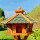 DARLUX Vogel Futter Haus XL Sechseck Holz Vogelhaus Futterstelle Braun/ Grün Vogelfutterhaus Wetterfest