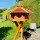 DARLUX Vogel Futter Haus XL Sechseck Holz Vogelhaus + Ständer Braun/ Rot Garten Vogelfutterhaus Wetterfest