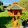 DARLUX Vogel Futter Haus XL Sechseck Holz Vogelhaus + Ständer Braun/ Grün Garten Vogelfutterhaus Wetterfest