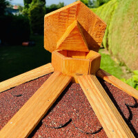 DARLUX Vogel Futter Haus L Sechseck Holz Vogelhaus Futterstelle Braun/ Rot