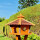 DARLUX Vogel Futter Haus L Sechseck Holz Vogelhaus Futterstelle Braun/ Rot